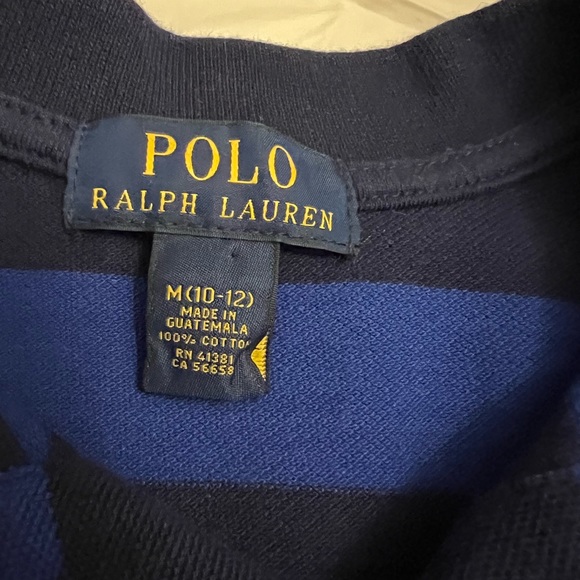 NWOT Polo Ralph Lauren Boy’s Medium (10-12) Royal Blue Navy Striped Polo - Picture 2 of 5